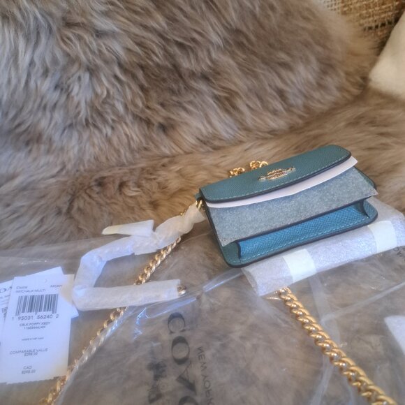 NWT COACH Poppy Crossbody With Card Case In Colorblock C3608 GOLD/CHALK MULTI - Picture 2 of 8